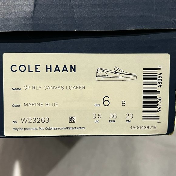 COLE HAAN GP Rly Marine Blue Canvas Loafers - Size 6 - NEW! - Picture 13 of 13